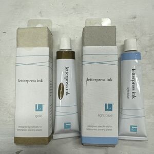 Letterpress Ink Lot‎ of 2 Lifestyle Crafts GOLD and LIGHT BLUE
